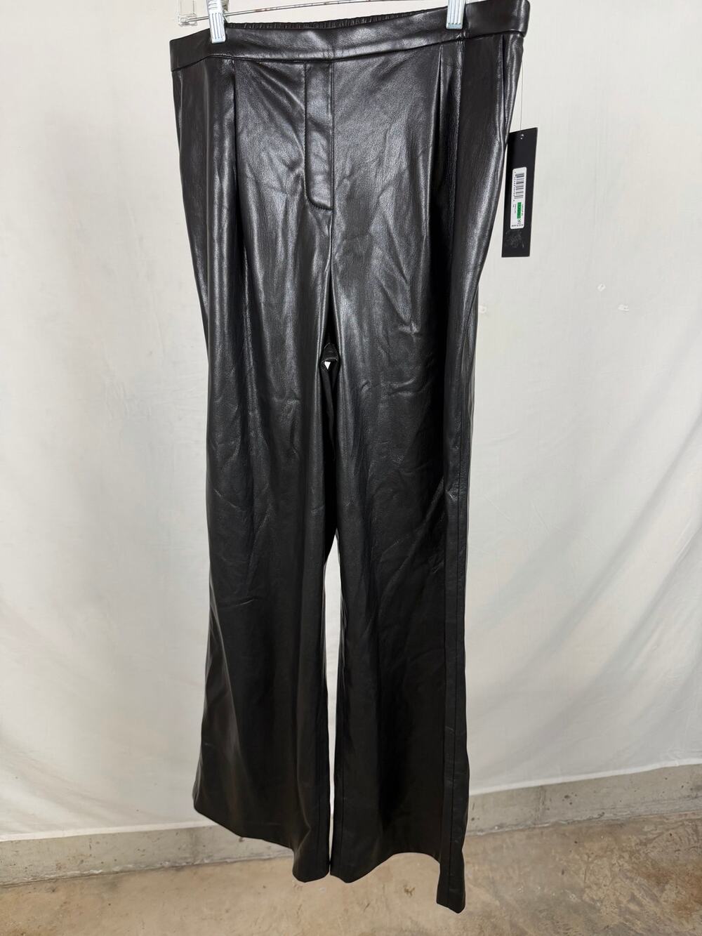 Donna Karan New York Black Faux Leather Pants Size L 30" Inseam NWT